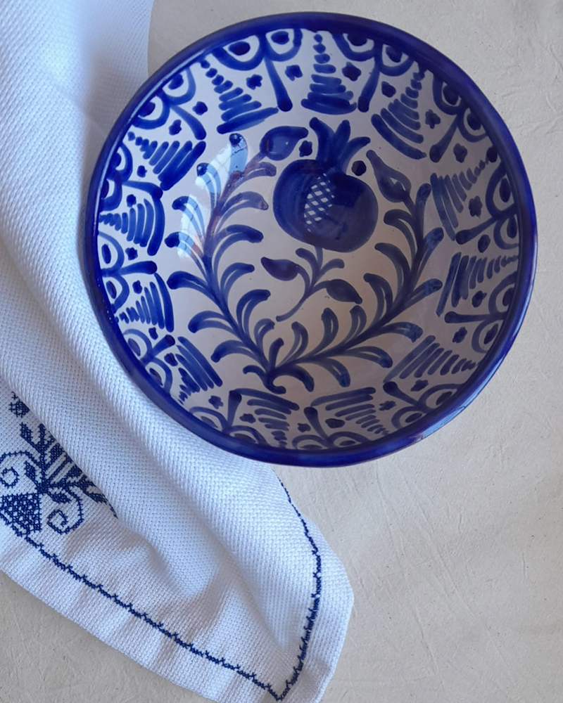Granada Fajalauza Round Serving Bowl in Blue — CASA PLETÓRICA